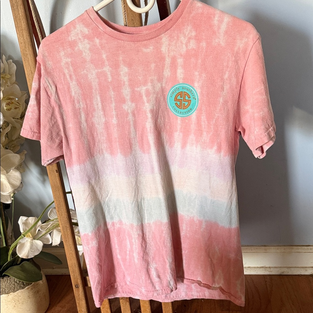 Simply Southern Pink and White Tie-Dye Kids Tee
